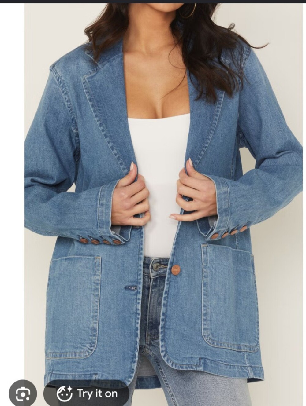 Wrangler Light Wash Denim Blazer S